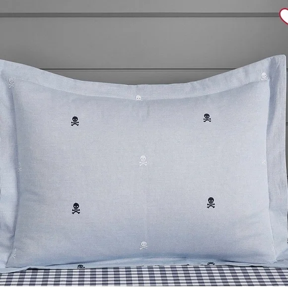 PBKids Oxford Embroidered Skull Duvet Cover & Sham - Picture 2 of 3